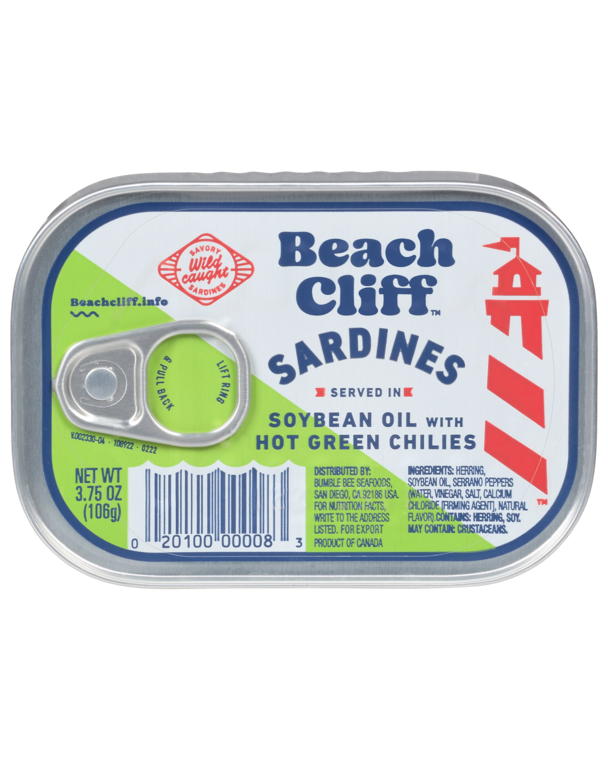 Beach Cliff® Sardines in Soybean Oil with Hot Green Chilies